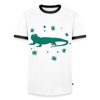 Bearded dragon - amphibian animal - Men's Ringer Shirt - white/black - Front - AI Model Female 172 light (172cm) & AI Model Male 178 dark (178cm)