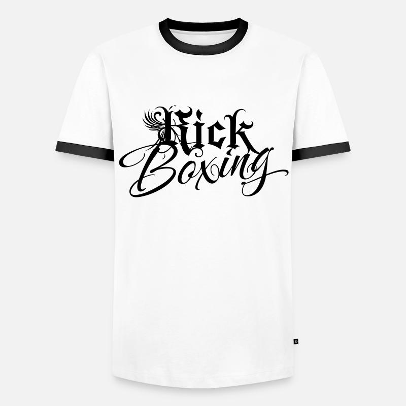 Kick Boxing - Männer Kontrast-T-Shirt - Weiß/Schwarz