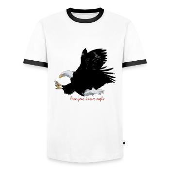 Eagle - Men's Ringer Shirt - white/black - Front - AI Model Female 172 light (172cm) & AI Model Male 178 dark (178cm)