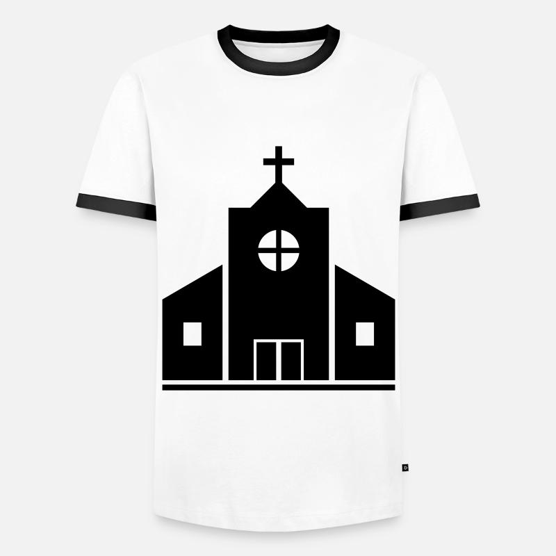 Kirche - Männer Kontrast-T-Shirt - Weiß/Schwarz