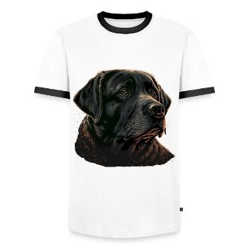 Chubby Gesicht Schwarz Labrador Retriever - Männer Kontrast-T-Shirt - Weiß/Schwarz - Vorne - AI Model Female 172 light (172cm) & AI Model Male 178 dark (178cm)