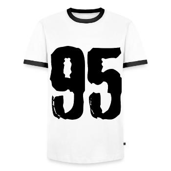 Maillot à 95 numéros - T-shirt contrasté Homme - blanc/noir - Devant - AI Model Female 172 light (172cm) & AI Model Male 178 dark (178cm)