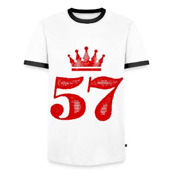 57 Couronne numérique - T-shirt contrasté Homme - blanc/noir - Devant - AI Model Female 172 light (172cm) & AI Model Male 178 dark (178cm)