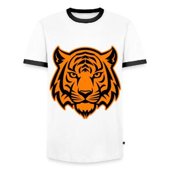 Tiger Kopf Wildnis Silhouette - Männer Kontrast-T-Shirt - Weiß/Schwarz - Vorne - AI Model Female 172 light (172cm) & AI Model Male 178 dark (178cm)