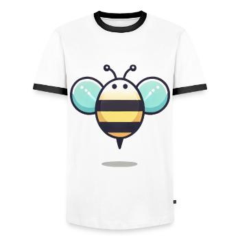Illustration d’abeille mignonne minimaliste - T-shirt contrasté Homme - blanc/noir - Devant - AI Model Female 172 light (172cm) & AI Model Male 178 dark (178cm)