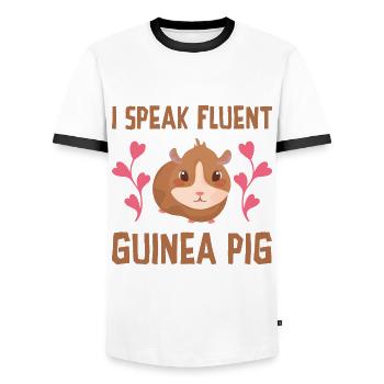 I Speak Fluent Guinea Pig Animal Lover Guinea Pig - Männer Kontrast-T-Shirt - Weiß/Schwarz - Vorne - AI Model Female 172 light (172cm) & AI Model Male 178 dark (178cm)