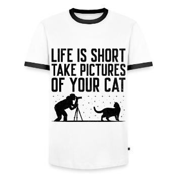 Chat Photographes Chat Amoureux Des Chats Photo - T-shirt contrasté Homme - blanc/noir - Devant - AI Model Female 172 light (172cm) & AI Model Male 178 dark (178cm)