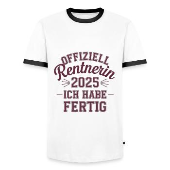 Offiziell Rentnerin 2025 Ich Habe Fertig - Männer Kontrast-T-Shirt - Weiß/Schwarz - Vorne - AI Model Female 172 light (172cm) & AI Model Male 178 dark (178cm)
