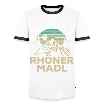 Rhöner Madl - Region Rhön Gebirge - Männer Kontrast-T-Shirt - Weiß/Schwarz - Vorne - AI Model Female 172 light (172cm) & AI Model Male 178 dark (178cm)