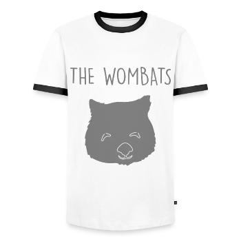 Der Wombat - Männer Kontrast-T-Shirt - Weiß/Schwarz - Vorne - AI Model Female 172 light (172cm) & AI Model Male 178 dark (178cm)