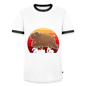 Wombat Mama Wombat Australian Animals Owners - Men's Ringer Shirt - white/black - Front - AI Model Female 172 light (172cm) & AI Model Male 178 dark (178cm)