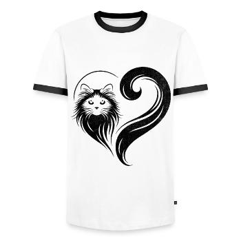 Ragdoll Heart Cat Lover Ragdolls Cats - Men's Ringer Shirt - white/black - Front - AI Model Female 172 light (172cm) & AI Model Male 178 dark (178cm)