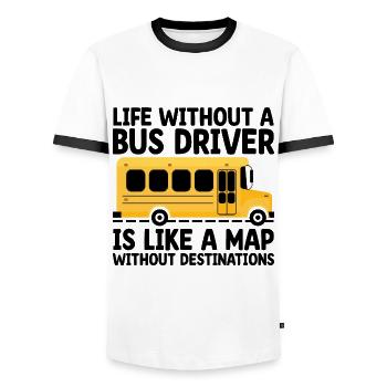 La vie sans chauffeur de bus est comme une carte sans - T-shirt contrasté Homme - blanc/noir - Devant - AI Model Female 172 light (172cm) & AI Model Male 178 dark (178cm)