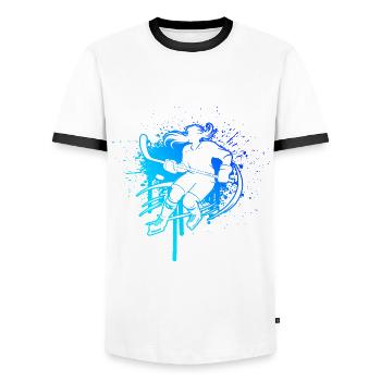 Eishockey Eishockey spielen Eishockeyspieler - Männer Kontrast-T-Shirt - Weiß/Schwarz - Vorne - AI Model Female 172 light (172cm) & AI Model Male 178 dark (178cm)