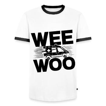 Wee Woo Ambulancier Ambulanciers Paramédicaux EMS Paramedic - T-shirt contrasté Homme - blanc/noir - Devant - AI Model Female 172 light (172cm) & AI Model Male 178 dark (178cm)