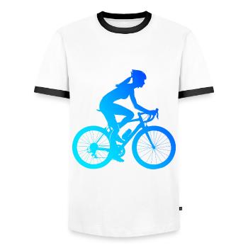 Velo Herren Radeln Bike Radfahrer Damen - Männer Kontrast-T-Shirt - Weiß/Schwarz - Vorne - AI Model Female 172 light (172cm) & AI Model Male 178 dark (178cm)