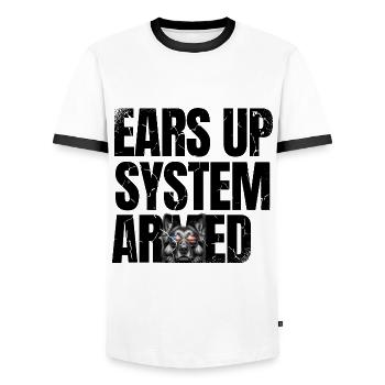 Ears Up System Armed German Shepherd Lover GSD Dog - Men's Ringer Shirt - white/black - Front - AI Model Female 172 light (172cm) & AI Model Male 178 dark (178cm)