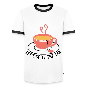 Let's Spill The Tea Tea Lover Drinking Tea Tea Bre - Männer Kontrast-T-Shirt - Weiß/Schwarz - Vorne - AI Model Female 172 light (172cm) & AI Model Male 178 dark (178cm)