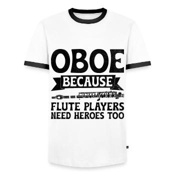 Oboe Player Oboe Basoonist Marching Band Instrumen - Men's Ringer Shirt - white/black - Front - AI Model Female 172 light (172cm) & AI Model Male 178 dark (178cm)