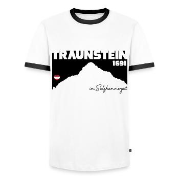 Traunstein Berg Salzkammergut Austria Österreich - Männer Kontrast-T-Shirt - Weiß/Schwarz - Vorne - AI Model Female 172 light (172cm) & AI Model Male 178 dark (178cm)