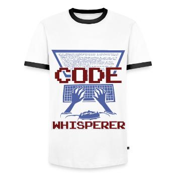 Code Whisperer - Men's Ringer Shirt - white/black - Front - AI Model Female 172 light (172cm) & AI Model Male 178 dark (178cm)