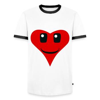 friendly heart sympathy hearts nice warm - Men's Ringer Shirt - white/black - Front - AI Model Female 172 light (172cm) & AI Model Male 178 dark (178cm)