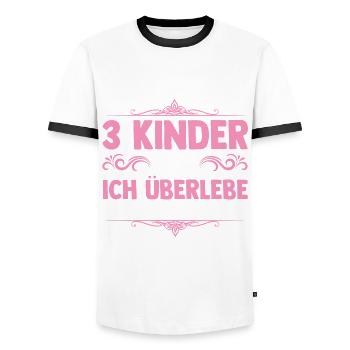 Mom of 3 children - Men's Ringer Shirt - white/black - Front - AI Model Female 172 light (172cm) & AI Model Male 178 dark (178cm)
