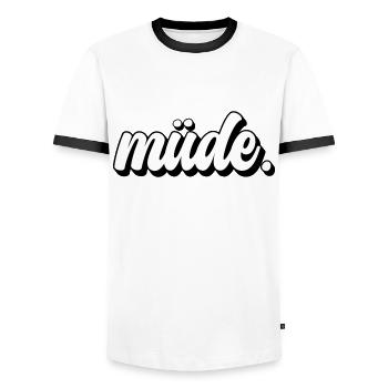 Müde - Männer Kontrast-T-Shirt - Weiß/Schwarz - Vorne - AI Model Female 172 light (172cm) & AI Model Male 178 dark (178cm)