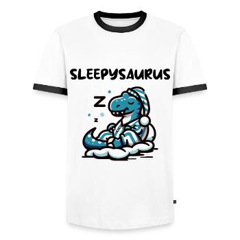 Sleepysaurus Official Sleep Outfit Chemise de nuit - T-shirt contrasté Homme - blanc/noir - Devant - AI Model Female 172 light (172cm) & AI Model Male 178 dark (178cm)