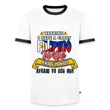 Philippines Filipina Flag Femme Mariage I Cadeau - T-shirt contrasté Homme - blanc/noir - Devant - AI Model Female 172 light (172cm) & AI Model Male 178 dark (178cm)