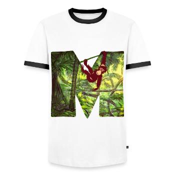 jungle avec affe m - T-shirt contrasté Homme - blanc/noir - Devant - AI Model Female 172 light (172cm) & AI Model Male 178 dark (178cm)