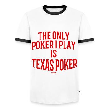 Pokerspruch - Männer Kontrast-T-Shirt - Weiß/Schwarz - Vorne - AI Model Female 172 light (172cm) & AI Model Male 178 dark (178cm)