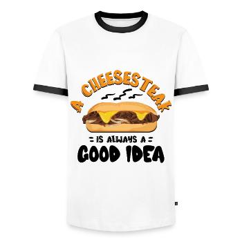 Philly Breakfast Sandwich - Männer Kontrast-T-Shirt - Weiß/Schwarz - Vorne - AI Model Female 172 light (172cm) & AI Model Male 178 dark (178cm)