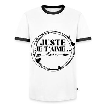 I just love you. Happy Valentine's Day. Love. - Men's Ringer Shirt - white/black - Front - AI Model Female 172 light (172cm) & AI Model Male 178 dark (178cm)