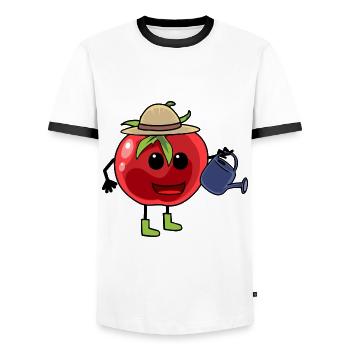 Tomato Hobby Gardener Garden Gardener Vegetable Child - Men's Ringer Shirt - white/black - Front - AI Model Female 172 light (172cm) & AI Model Male 178 dark (178cm)