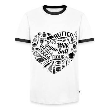 Heart Baking Pastry Baker Bread Bake Cake Bakers - Men's Ringer Shirt - white/black - Front - AI Model Female 172 light (172cm) & AI Model Male 178 dark (178cm)