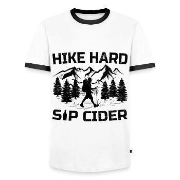 iking Outdoor Nature Hiker Trekking Mountaineering - Men's Ringer Shirt - white/black - Front - AI Model Female 172 light (172cm) & AI Model Male 178 dark (178cm)
