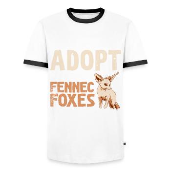 Adoptez Fennec Renards aimant les maisons Fennec - T-shirt contrasté Homme - blanc/noir - Devant - AI Model Female 172 light (172cm) & AI Model Male 178 dark (178cm)