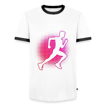 Running Fitness Race Men Jogging Cross Country - Men's Ringer Shirt - white/black - Front - AI Model Female 172 light (172cm) & AI Model Male 178 dark (178cm)