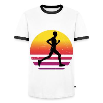 Race Cross Country Running Running Fitness - Men's Ringer Shirt - white/black - Front - AI Model Female 172 light (172cm) & AI Model Male 178 dark (178cm)