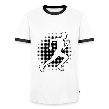 Running Fitness Women's Jogging Race Jogging - Men's Ringer Shirt - white/black - Front - AI Model Female 172 light (172cm) & AI Model Male 178 dark (178cm)