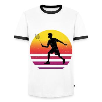 Hommes, Femmes Badminton Badminton Badminton - T-shirt contrasté Homme - blanc/noir - Devant - AI Model Female 172 light (172cm) & AI Model Male 178 dark (178cm)