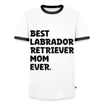 Meilleur chien de laboratoire Labrador Retriever de tous les temps - T-shirt contrasté Homme - blanc/noir - Devant - AI Model Female 172 light (172cm) & AI Model Male 178 dark (178cm)