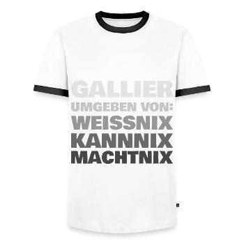 Ich komme mir vor wie ein Gallier - Männer Kontrast-T-Shirt - Weiß/Schwarz - Vorne - AI Model Female 172 light (172cm) & AI Model Male 178 dark (178cm)