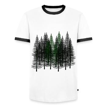 Fir Autumn October Winter Nature Wilderness Environment - Men's Ringer Shirt - white/black - Front - AI Model Female 172 light (172cm) & AI Model Male 178 dark (178cm)
