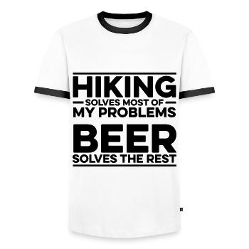 Hiking Solves Most Of My Problems Beer Solves The - Männer Kontrast-T-Shirt - Weiß/Schwarz - Vorne - AI Model Female 172 light (172cm) & AI Model Male 178 dark (178cm)