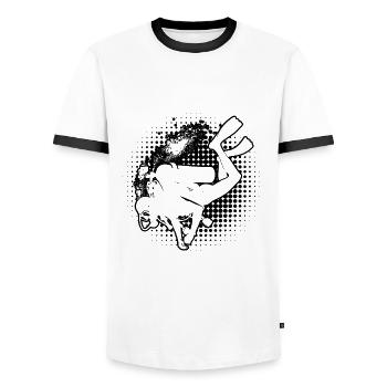 Plongeur Plongée Scuba Diver Homme - T-shirt contrasté Homme - blanc/noir - Devant - AI Model Female 172 light (172cm) & AI Model Male 178 dark (178cm)