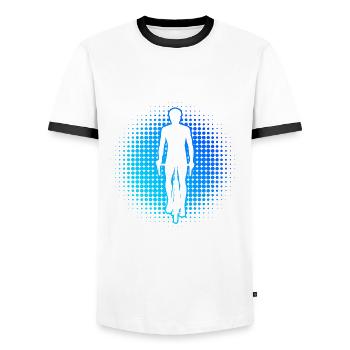 Bicycle Cycling Mountain biking Cycling - Men's Ringer Shirt - white/black - Front - AI Model Female 172 light (172cm) & AI Model Male 178 dark (178cm)