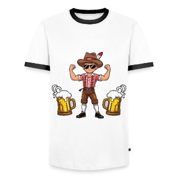 Garçon à Lederhosen Bière JGA Majorque Bavière Alcool - T-shirt contrasté Homme - blanc/noir - Devant - AI Model Female 172 light (172cm) & AI Model Male 178 dark (178cm)