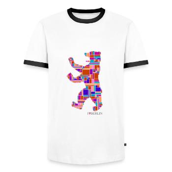 I Love Berlin Shirt - Berlin Bär Design - Berlin - T-shirt contrasté Homme - blanc/noir - Devant - AI Model Female 172 light (172cm) & AI Model Male 178 dark (178cm)